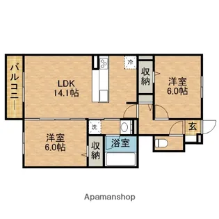 D CREST 高柳【103号室】の間取り