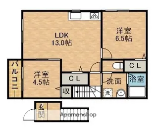 LA VIE舞阪【2A号室】の間取り