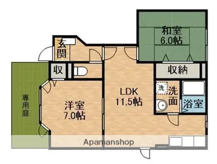 VILLA AMITY H【102号室】の間取り