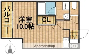 アズビオス元城【203号室】の間取り