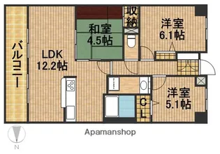 セレブコート蜆塚【707号室】の間取り