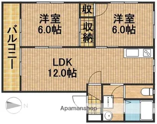 ピースフルハイム【202号室】の間取り
