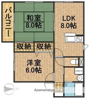パルティールB【1階】の間取り