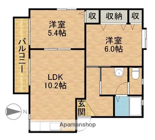ハートハウスA【2階】の間取り