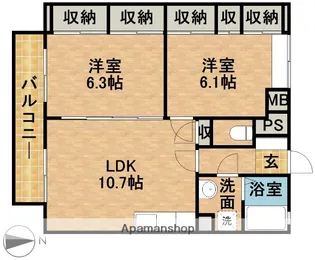 アビタシオン駅南A【202号室】の間取り