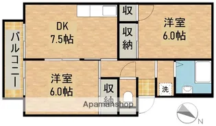 プレジール若葉【1階】の間取り