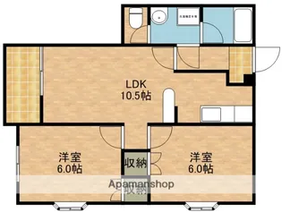 上島ロイドアパートD棟【1階】の間取り