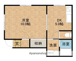 オンザヒル【1B号室】の間取り