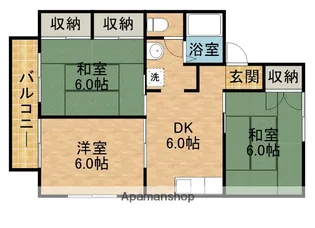 ハピネスブルーB【1階】の間取り
