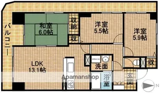 グランヴィ和合【512号室】の間取り