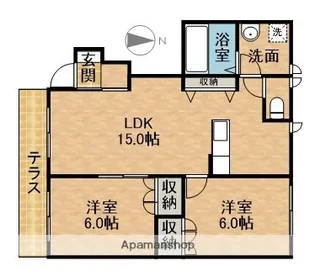 サザンコートA【1階】の間取り