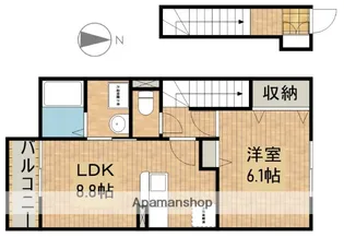 グランドゥールB【2階】の間取り