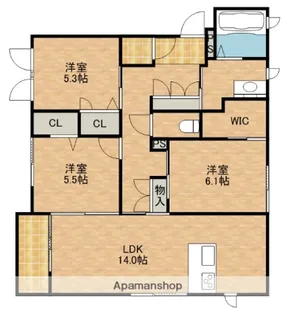 グリーンアベニュー金子【102号室】の間取り