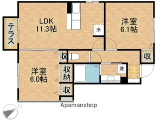 ALBA GLANDE B【102号室】の間取り