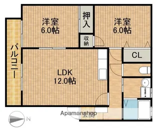 コーポコスモスⅤ【1階】の間取り