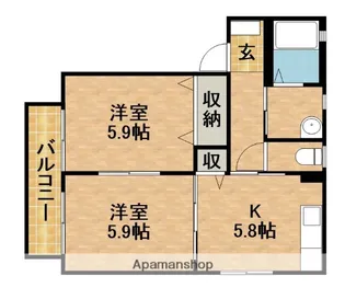 キオラ・カズA【2階】の間取り