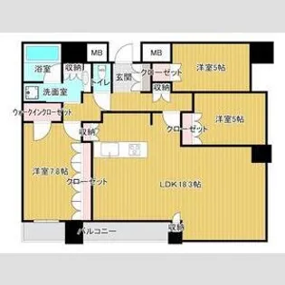 一条タワー【22階】の間取り