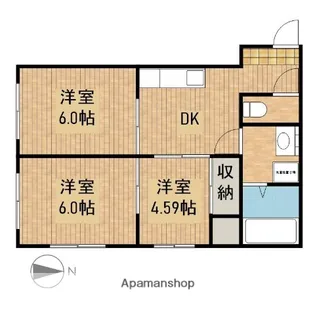 レクリオヒロ西池新田【103号室】の間取り