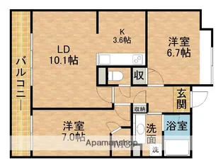 ディーグランセ山手【3階】の間取り