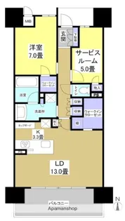 ル・シェモア利町【13階】の間取り