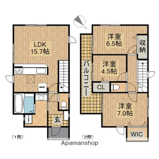 静岡県浜松市中央区瓜内町【一戸建】の間取り