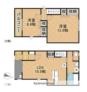 静岡県湖西市新居町中之郷【テラスハウス】の間取り