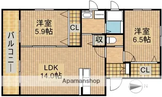 ハイツ・キノト【1階】の間取り