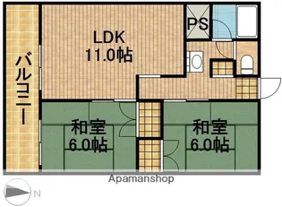 ビレッタ蜆塚S【Ⅱ2号室】の間取り