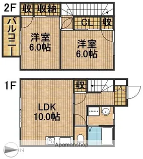 静岡県浜松市中央区大平台3丁目【テラスハウス】の間取り