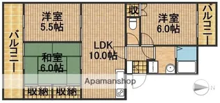 コーポラス仲村【4階】の間取り