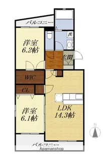 アンジェリーク【202号室】の間取り