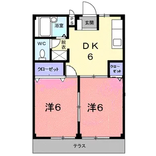 シティハイツフラットリバー【1階】の間取り