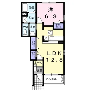 サウスメゾン 淳B【1階】の間取り
