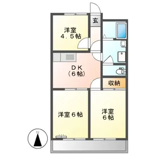 リバティハウス天王【3階】の間取り