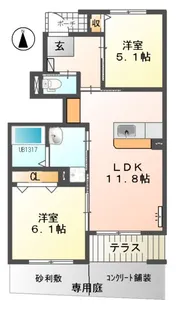 マ・グランⅡ【102号室】の間取り