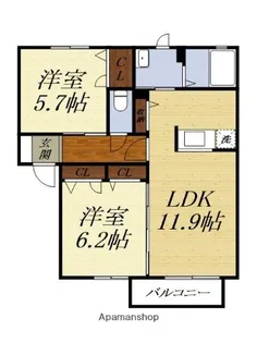 アピタシオン【102号室】の間取り