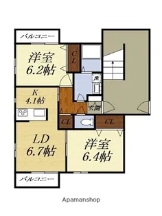 サンビレッジ浜北プルケルL【201号室】の間取り