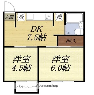 レジデンスクレルA【6号室】の間取り