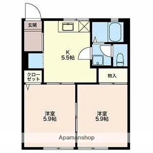 ハイツサンライズA【102号室】の間取り