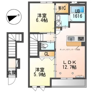 LA・GLYCINE(ラ・グリシーヌ)【2階】の間取り