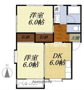 原添ハイツ【1A号室】の間取り