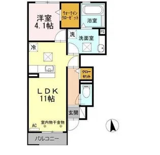 LES SAISON上岡田【1階】の間取り