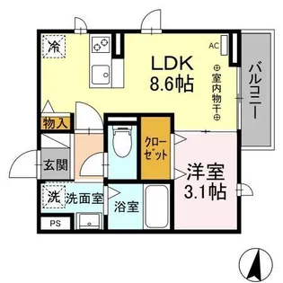 1LDKの間取り画像