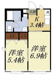 クローバーB【102号室】の間取り
