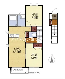 セレブルB【201号室】の間取り