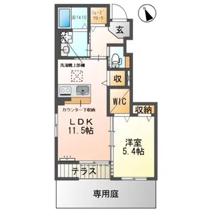 シェルル・ロココモダンⅡ本沢合(仮)【1階】の間取り