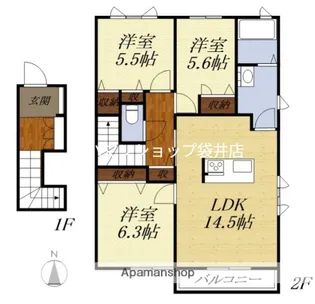 MASTTOWN愛野南B【2階】の間取り