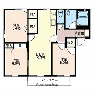 T.TOWNパレスA【102号室】の間取り