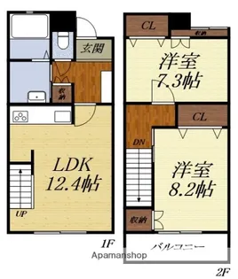 ヴェルチュ金山【103号室】の間取り