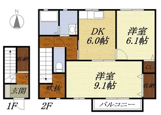 グリーンシティ愛野C【2階】の間取り